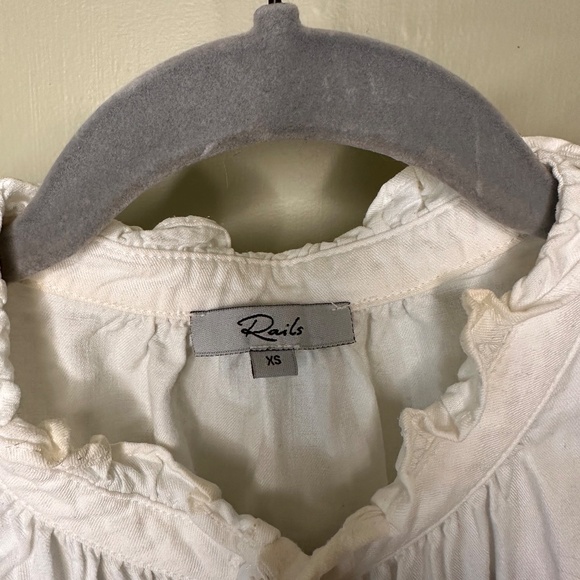 Rails flutter sleeve white cotton button up shirt - Picture 2 of 3